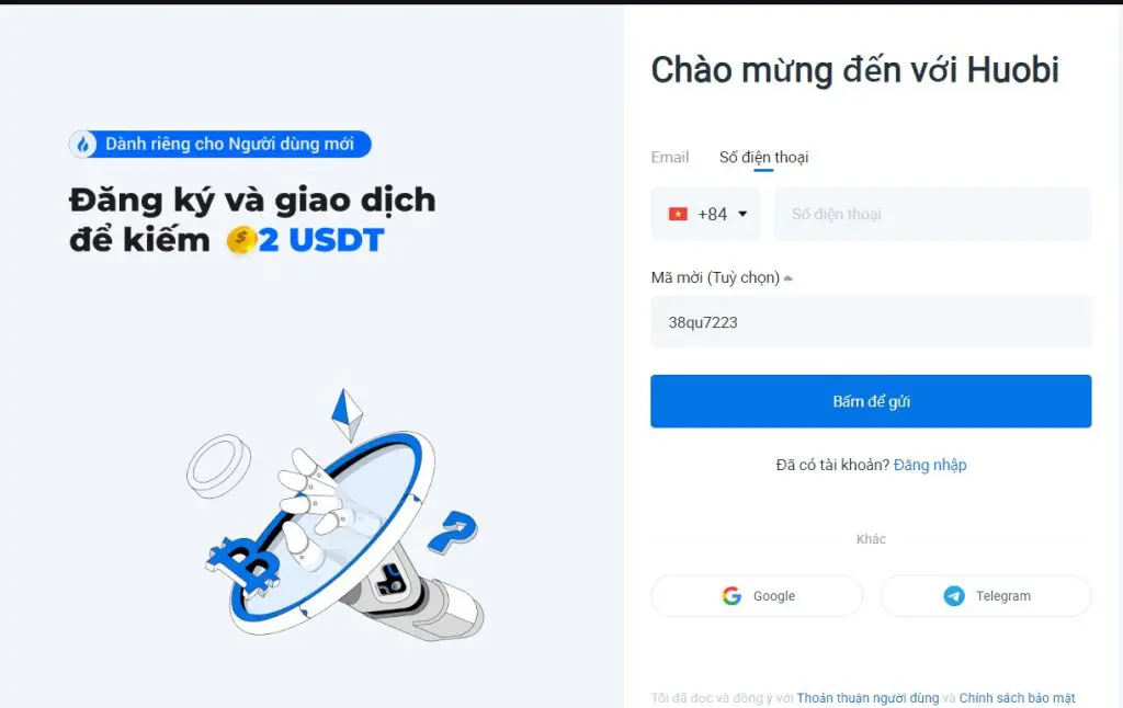 cách đăng ký tài khoản huobi