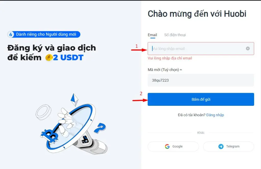 cách đăng ký tài khoản huobi