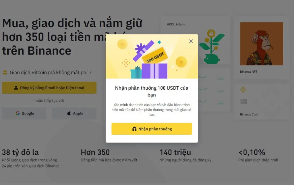 tạo tài khoản binance